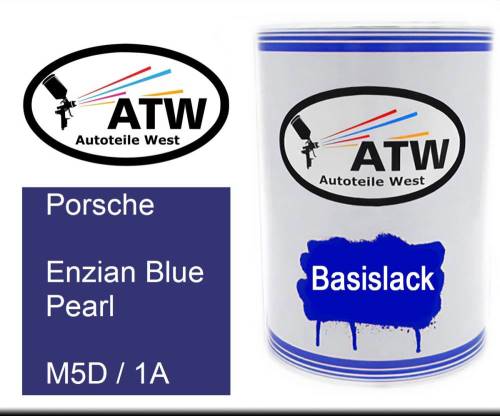 Porsche, Enzian Blue Pearl, M5D / 1A: 500ml Lackdose, von ATW Autoteile West.